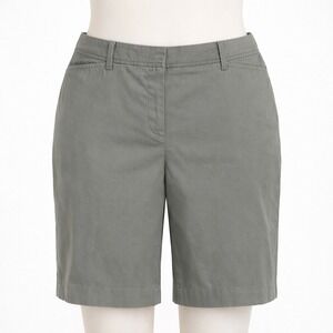 Talbots Perfect Short‎ Women's 8 Olive Green Stretch Twill Cotton 10" Casual